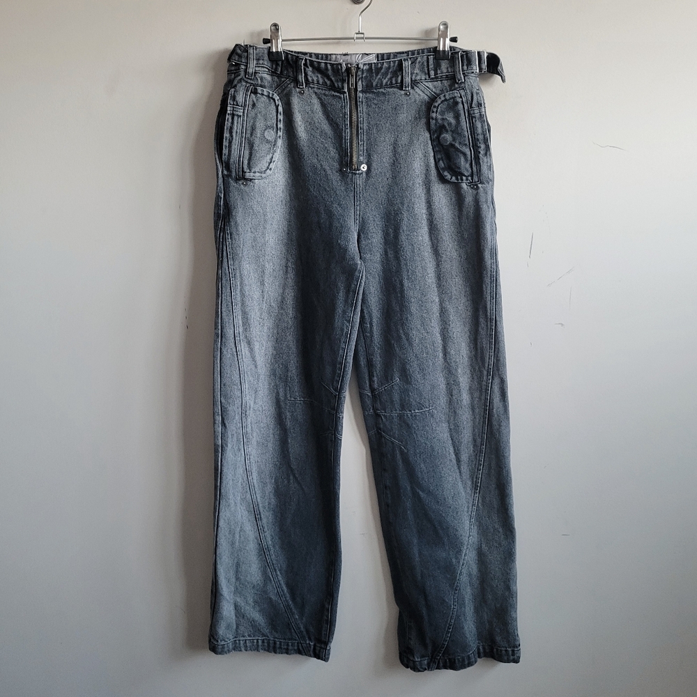 Fine Culture Jeans Washed Black Loose Wide Baggy‎ Street Grunge Skate